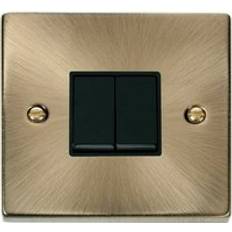 Electrical Accessories SE Home Antique Brass 10A 2 Gang 2 Way Light Switch Gold