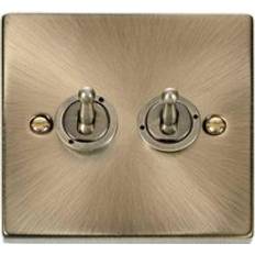 Electrical Accessories SE Home Antique Brass 2 Gang 2 Way 10AX Toggle Light Switch