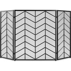 Fireplace Screens Best Choice Products Sold by: 52x31in 3-Panel Iron Chevron Fireplace Screen Spark Guard w/ Handles Black