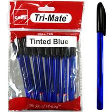 Blue Rulers Cello Trimate Pack Of 10 Tinted Blue Ballpoint Writing Pens