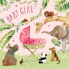 Baby Shower Cards & Invitations Twizler Baby girl card jungle animals congratulations baby card