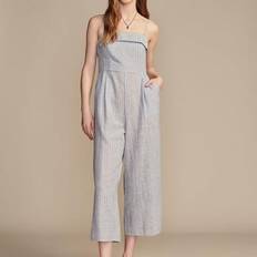 Lucky Brand Women Jumpsuits & Overalls Lucky Brand Women's Striped Strapless Cotton-Linen Cropped Jumpsuit Blue Jewel Stripe