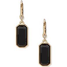 DKNY Earrings DKNY Gold Tone Black Lever Back Stone Earrings One Size