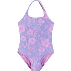 Purple Swimwear Andy & Evan Purple Floral Halter Kids Swimsuit, 6-7Y Maisonette