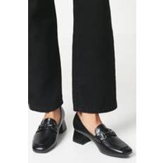 Faux Leather Loafers Wallis Dixie Snaffle Detail Low Block Heel Loafers Black