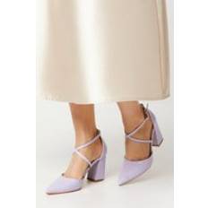 Coast Treat Cross Strap Pointed Block Heel Shoes Lilac