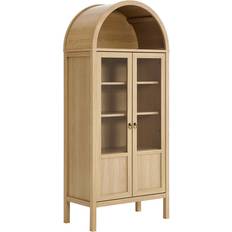 Glasses Cabinets modway Tessa Arched Oak Storage Cabinet 31x71"