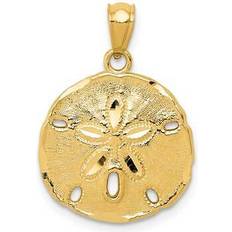 Beige Charms & Pendants Precious Accents 14k gold polished sand dollar pendant k5378 Yellow 1.37