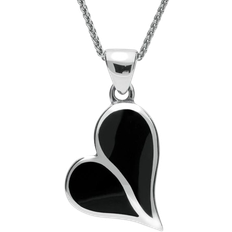 C. W. Sellors Whitby Jet Split Heart Necklace - Silver/Black