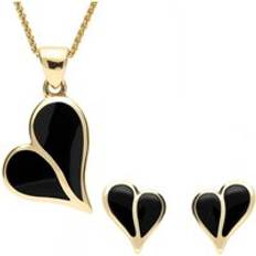 Mujer - Oro Conjuntos de joyas C. W. Sellors 9ct Gold Whitby Jet Split Heart Two Piece Set Gold