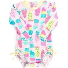 9-12M Swimsuits Children's Clothing Rufflebutts Toddler Girl's Long Sleeve One Piece Rash Guard - Ice Creme Social