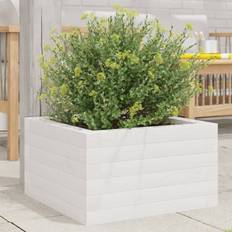 Blanco Macetas Exteriores vidaXL Jardinera De Madera Maciza De Pino Blanca 40x40x23 cm