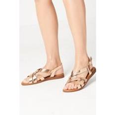 Beige Heeled Sandals Wallis Rafaella Cross Strap Low Wedge Sandals Champagne