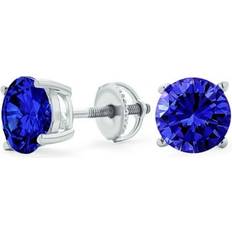 Blue - Unisex Earrings Bling Jewelry Sold by: 1CT Blue CZ Solitaire Stud Earring Imitation Sapphire Screwback