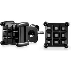 Unisex Earrings Bling Jewelry Sold by: 2CT Black Invisible Cut Square CZ Prong Stud Earrings Silver