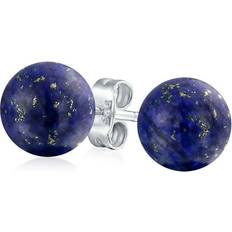 Blue - Unisex Jewelry Bling Jewelry Sold by: Dark Blue Lapis Lazuli Gemstone Stud Earrings Unisex .925 Silver 6MM