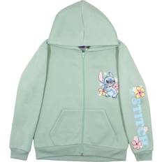 Hoodies Disney Lilo & Stitch Girls Zip-Up Hoodie with Stitch & Hibiscus Flowers, Lilo and Stitch Hooded Sweatshirt for Girls Size 10/12, Sage