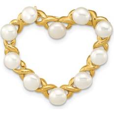 14k Brooches Primal Gold by: UnbeatableSale, Karat Yellow 4-5mm Button White Freshwater Cultured Pearl Heart Brooch