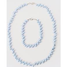 Nainen Korusetit boohooMAN Pearl Bead Necklace and Bracelet Set - Blue