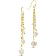 Sterling Forever 14K Plated 5-10mm Pearl Mixed Chain Link Dangle Earrings