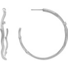 Rhodium Plated CZ Bamboo Hoops