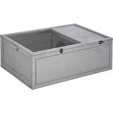 Pets Pawhut wooden tortoise house turtle habitat small reptile cage