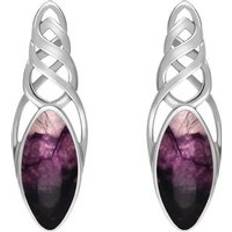 Crystal Earrings C. W. Sellors Sterling Silver Blue John Celtic Long Marquise Stud Earrings Silver