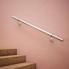 Rothley Metal Handrail Kit Brushed Steel Stairs Bannister 1.2m