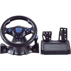 YUYIU Racing Steering Wheel with Paddles Shifter/Pedals and Vibration, Racing Steering Wheel Compatible with PS4/ XBOX One/Switch /Android/ PS3/XBOX 360/PC Racing Wheel Racing Wheel Blue