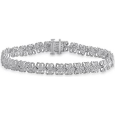 Macy's Women Bracelets Macy's Diamond Heart Link Bracelet 1 ct. t.w. in Sterling Silver Sterling Silver 7 inches