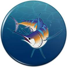 Blue Brooches Graphics and More Sold by: Blue Marlin Swimming in Ocean Pinback Button Pin