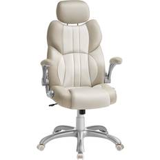 Height-Alterable Ergonomic Gaming Chair with Tilt Function, Cream White