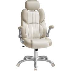 Songmics Height-Alterable Ergonomic Gaming Chair with Tilt Function, Cream White