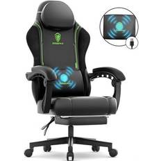 Dowinx Adult - Leather Gaming Chairs Dowinx Gaming Chair with Pocket Spring Cushion, Ergonomic Computer Chair with Footrest and Lumbar Support for Office or Gaming, Green