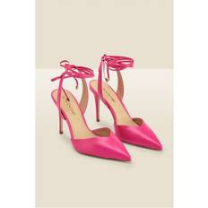 Sosandar Womens Valeria Hot Pink Leather Pointed Toe Court With Ankle Wrap Suede