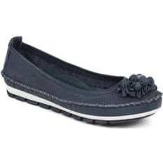 Pavers Floral Leather Ballet Pumps Navy