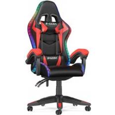 Gaming Chairs Rattantree RGB Gaming Chair with LED Lights PU Leather Computer Chair with Headrest Adjustable Lumbar Support Red One Size