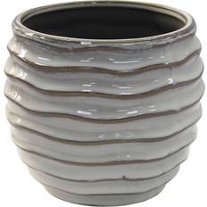 Pots, Plants & Cultivation Rammento 14cm Rippled Reactive White Glazed Ceramic Plant Pot