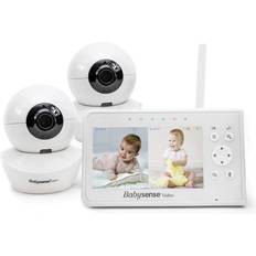 Babysense Video Monitor, 4.3 Inch Split Screen with Two Cameras and Audio, Remote Pan & Tilt, 300m Range Open Space Adjustable Night