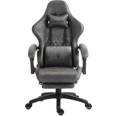 Dowinx Gaming Chairs Dowinx PU Leather Gaming Chair with Massage Lumbar Support High Back Adjustable Office PC Chair Swivel Task Computer Chair with Footrest, Grey