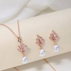 Rose Gold Jewelry Sets Shein pcs Faux Pearl Cubic Zirconia Decor Jewelry Set