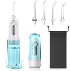 Electric Toothbrushes & Irrigators Mocel MOCEL Cordless Water Dental Flosser with 8 Level Pressure, 260ML Portable DIY Teeth Cleaner Pick and Rechargeable IPX7 Waterproof 6 Modes 4 Jet Tips, Oral Irrigator for Travel, Braces & Bridges Care