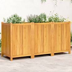 Independiente Ollas vidaXL Jardinera Con Forro Madera Maciza De Acacia 150x50x75 cm