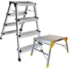 Excel aluminium stool ladder 4 tread with work bench folding hop up 600mm