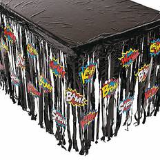 Table Decorations Fun Express 9ft Superhero Fringe Plastic Table Skirt with Cutouts