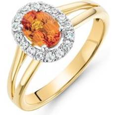 Engagement Rings - Yellow Beaverbrooks 18ct Yellow Gold Diamond Orange Sapphire Ring Gold/Yellow Gold/Ora