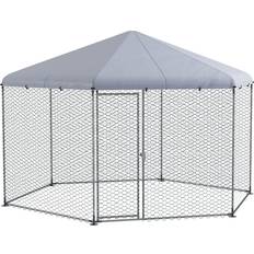 Pets Pawhut PawHut Walk In Chicken Run with Hexagonal Roof Cover 3.5m