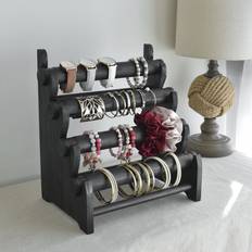 Black Jewelry Stands Antique Wooden Tier Jewelry Bracelet Display Stand Black