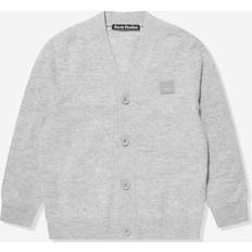 Wool Tops Acne Studios Kids Wool Logo Cardigan in Grey Yrs