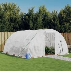Greenhouses vidaXL Greenhouse with Steel Frame White 16 m² Stainless steel